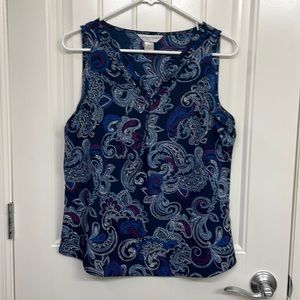 Christopher & Banks Blue Purple Floral Tank Top, women's petite small